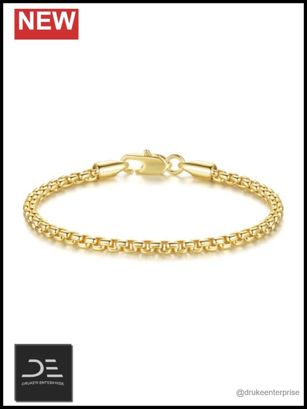 Gold Plated Box Chain Bracelet for Women Hypoallergenic